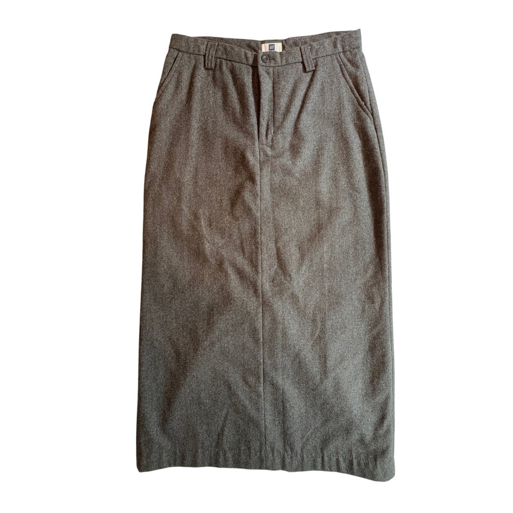 Gap Factory Wool Blend Midi Skirt Womens 12 Gray Straight Pencil Lined Career